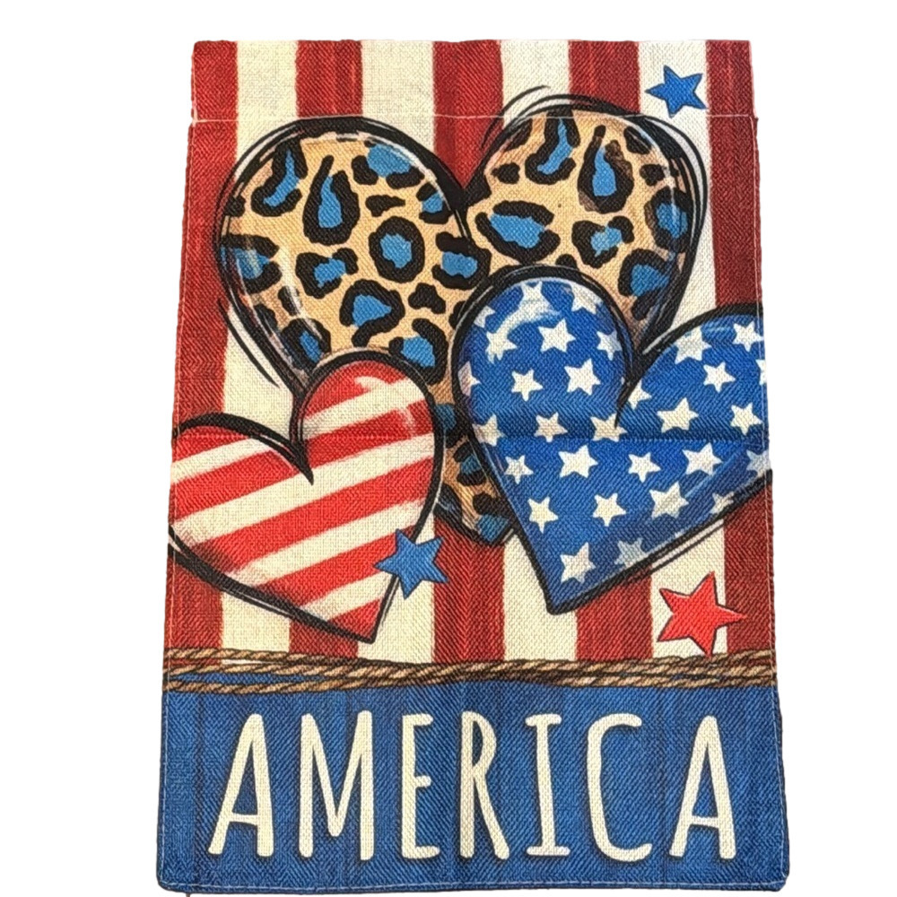 Patriotic America Heart Outdoor Yard Garden Flag